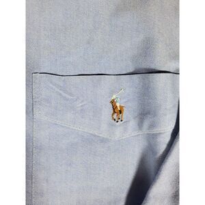 Ralph Lauren Mens Tilden Button Down Shirt 100% Cotton Light Blue Flesh Pony Xl